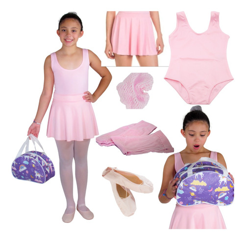 Kit Roupa De Ballet O Mais Completo Com Bolsa Infantil 