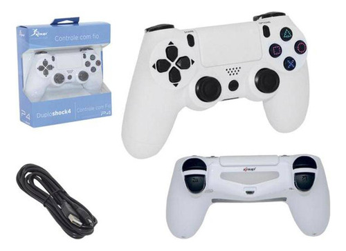 Controle Ps4 Com Fio Pc Usb Knup Branco