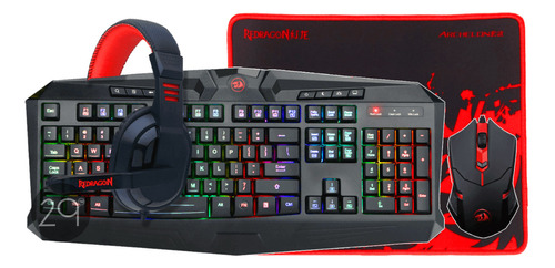 Kit De Teclado Y Mouse Gamer Redragon S101-ba De Color Negro