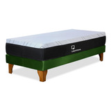 Cama Zen Top Foam Hybrid Tela Velvet Verde 1 1/2pza