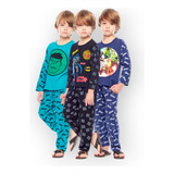 Kit 4 Pijamas De Frio Infantil Inverno Malha Algodão Herois