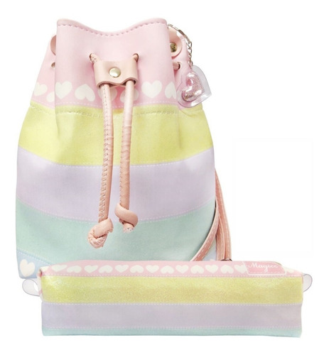 Kit Infantil Bolsa E Estojo Colorida Corações, Magicc