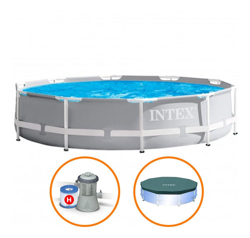 Piscina Intex 4.485l Estrutural Prism Cinza Capa E Bomba