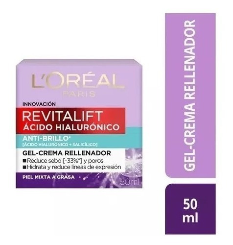 Gel Crema Loreal Revitalift Acido Hialuronico Anti Brillo