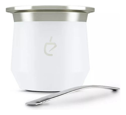 Mate Acero Inoxidable Un Mate + Bombilla Color Perla White