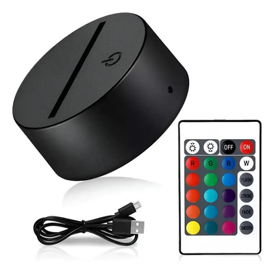 //base Para Lampara Acrílica Led + Control Luz Rgb Negro Na