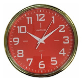 Relógio De Parede Redondo Dourado Metalizado 22,5cm