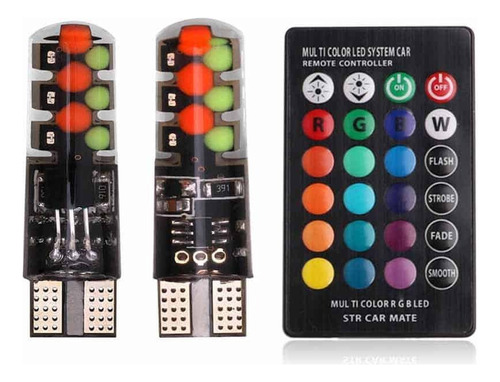 Led Multicolor T10 Posicion Con Control Remoto Rgb X2 W5w