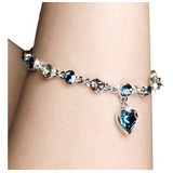 Pulsera De Mujer Corazon Del Oceano Delicada Piedra Azul 