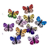 10 Mariposas Multicolores 3x2.5cm  Figura Adorno Decoración
