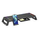 Suporte Mesa Monitor, Notebook  E Tv, Com Led Rgb + 4 Usb