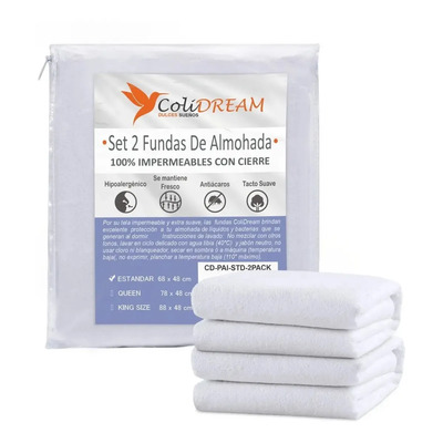2 Fundas Protector Cubre Almohada 100% Impermeable Estándar | MercadoLibre