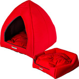 Cama Pet 2x1 Casinha Cabana Toca Iglu Almofada Cães Gato 