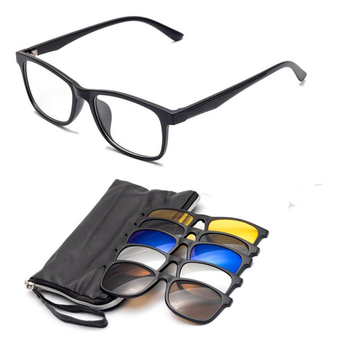 Óculos Para Grau E Sol Polarizado Troca Lente Clip On 6x1