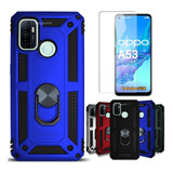 Funda P/ Oppo A53 Uso Rudo Con Anillo Sujetador Mica Cristal