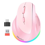 Mouse Ergonomico Para Zurdos Meetion Inalambrico Rgb -rosa