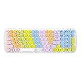 Teclado Bluetooth Para Tablet Celular Pc Multicolor Blanco