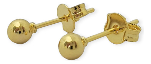 Aros Mini Bola Lisa 3,5mm Enchapado Oro 18k