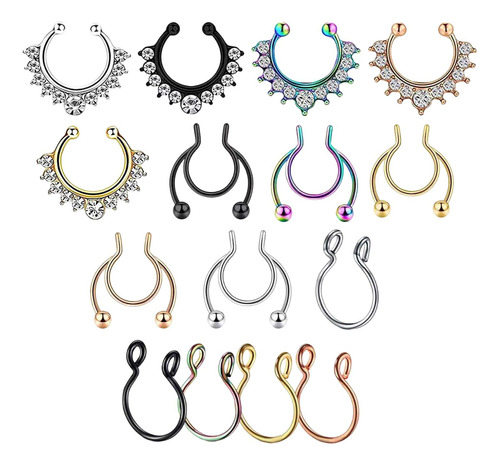 15 Anillos Falsos De Acero Inoxidable Para Piercing De