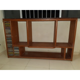 Móvel Rack Madeira Maciça 1,45 X 90 X 30 Cx E Ap Som Cd Lp