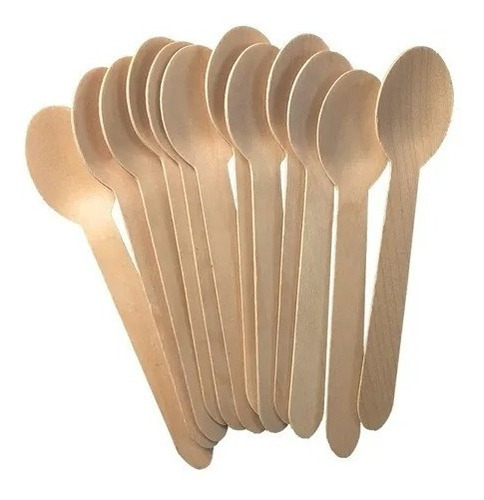 100 Cucharas De Madera Desechables Cocina Postres 