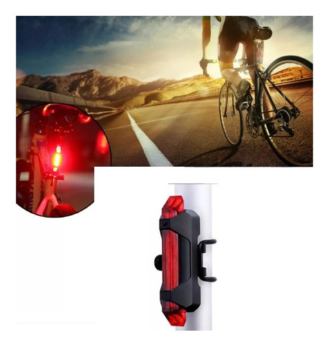 Linterna Luz Led Recargable Usb Bicicleta Trasera Roja