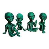 Pack Alien Extraterrestres X4 Figuras Decorativas 10cm Verde