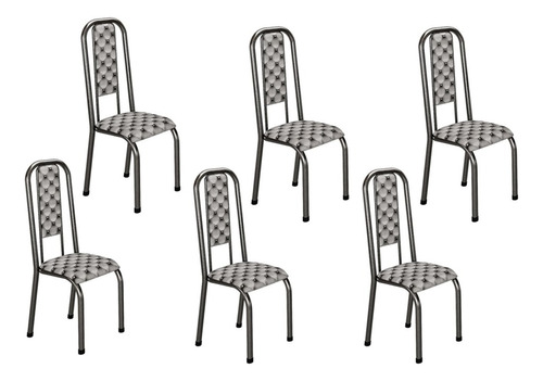 Conjunto 6 Cadeiras Madmelos Com Encosto Craqueado - Preto