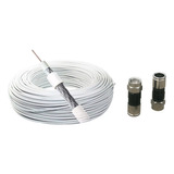 Cable Coaxial Rg-6 Blanco X 50 Mts + 2 Conectores Amextrader