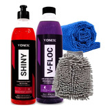 Kit Lavagem Automotiva Pretinho Shiny Shampoo V-floc Vonixx