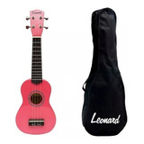 Ukelele Leonard Soprano Uk15 Rosa Con Funda