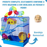 Gaiola Hamster Grande Completa 3 Andares Casa Com Tubos