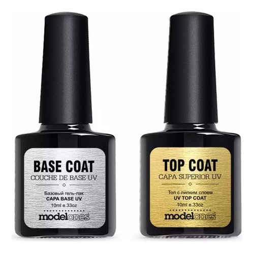 Kit Base Coat + Top Coat Modelones Para Esmalte Uñas Uv/led