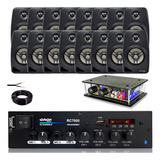 Kit Amplificador Bt 4ch+ 16 Caixas De Som+ Fio  Som Ambiente