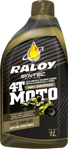 Aceite Raloy 100% Sintetico Sae 10w40 Jaso Ma2 Moto 4t Litro