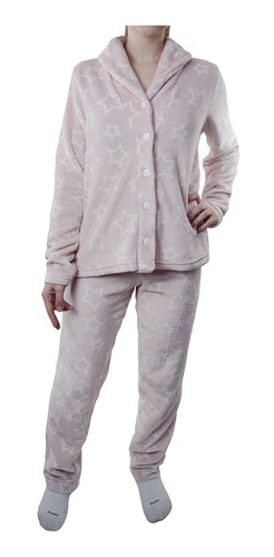 Conjunto Pijama Feminino Danka Longo Fleece Rosa - 8884