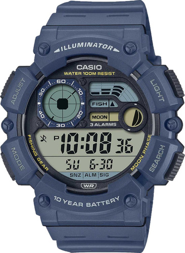 Relógio Casio Ws 1500h Azul Pescaria Dado Lua 100 Mts