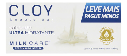 Sabão Em Barra Cloy Ultra Hidratante Milk Care Beauty Bar De 480 G