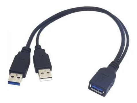 Cable De Extension Negro Usb 3.0 Hembra A Usb Dual Macho