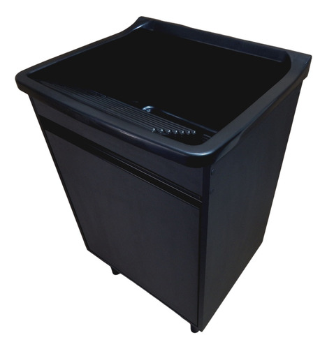 Tanque 34l Com Gabinete Mdf Preto Puxador Perfil Montado