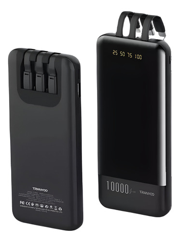 Power Bank 10000mah Cargador 3 En 1 Celular Portatil Tranyoo