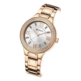 Curren Reloj Mujer Elegante Cristal Diamante Acero Análogo