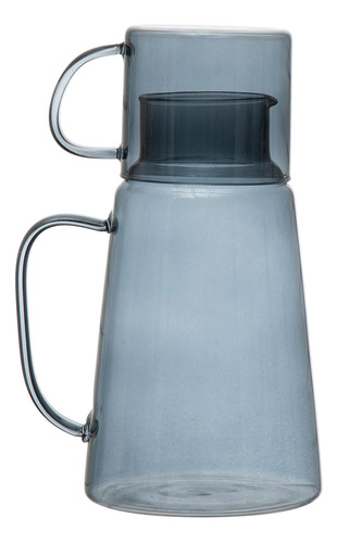 Bloomingville 42 Oz. Jarra De Vidrio Con 12 Oz. Taza, Azul, 