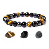 Pulsera Ojo De Tigre Hematita Obsidiana Negra Natural