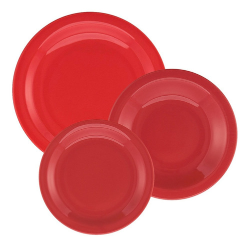 Juego Platos Foreal Rojo 3 Piezas Cerámica Oxford