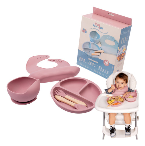 Kit Prato Infantil Ventosa Bowl Colher Silicone Criança Bebe