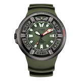 Reloj Citizen Promaster Dive Ecozilla Bj8057-09x Hombre Color De La Correa Verde Color Del Bisel Gris Oscuro Color Del Fondo Verde