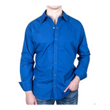 Camisa Vaquera Lisa Para Hombre Modelo Rea68 Azul Rey