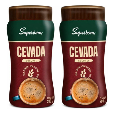 Kit 2 Café Cevada Solúvel Superbom 200g Frasco Clássico | Frete grátis
