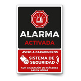 Señal Alarma Activada Sistema De Seguridad 30x20cm Metálica